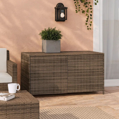 Jenna Outdoor Poolside Storage Box | Gray Poly Rattan | Steel Frame | 47"