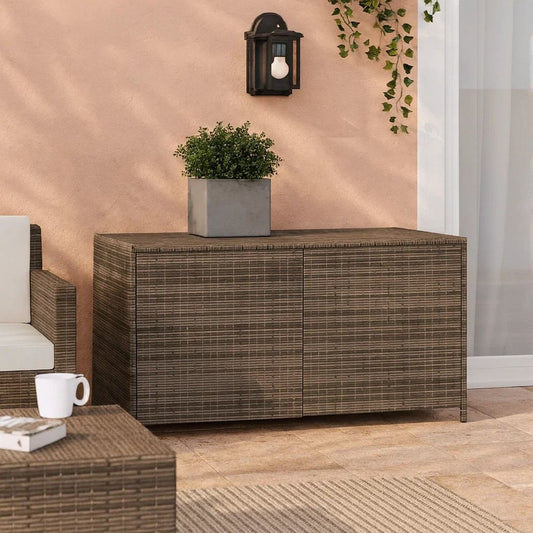 Jenna Outdoor Poolside Storage Box | Gray Poly Rattan | Steel Frame | 47"