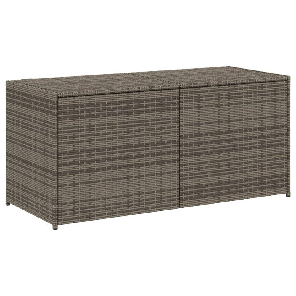 Jenna Outdoor Poolside Storage Box | Gray Poly Rattan | Steel Frame | 47"