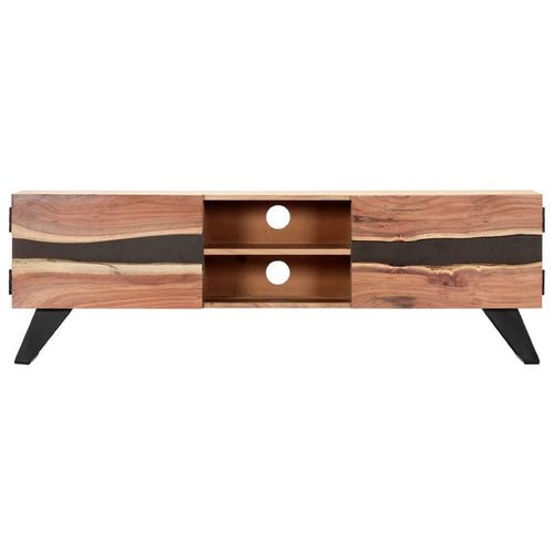 TV Stand Media Cabinet | Natural Brown Acacia Solid Acacia Wood | 55"