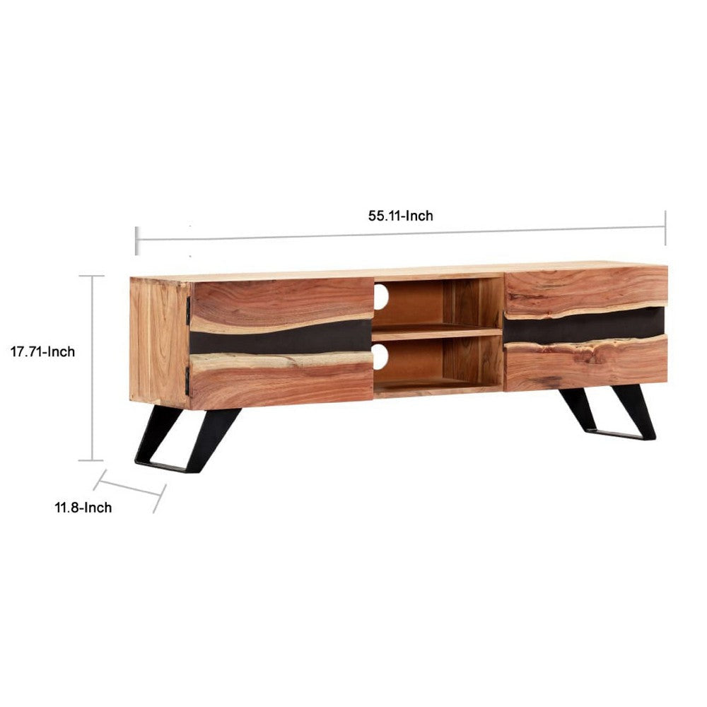 TV Stand Media Cabinet | Natural Brown Acacia Solid Acacia Wood | 55’’ BM340498