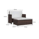 Feya 2pc Outdoor Sofa and Ottoman Set Brown Poly Rattan White Cushions Steel BM340499