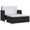 Feya 2pc Outdoor Sofa and Ottoman Set Black Poly Rattan White Cushions Steel BM340500