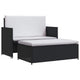Feya 2pc Outdoor Sofa and Ottoman Set Black Poly Rattan White Cushions Steel BM340500