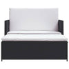Feya 2pc Outdoor Sofa and Ottoman Set Black Poly Rattan White Cushions Steel BM340500
