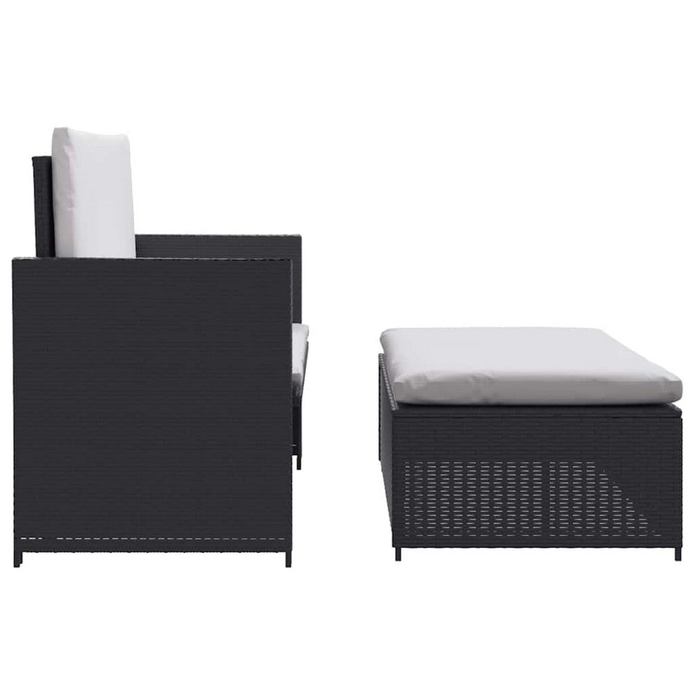 Feya Outdoor Sofa | Black Poly Rattan | White Fabric | Steel | 48’’ BM340500