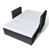 Feya 2pc Outdoor Sofa and Ottoman Set Black Poly Rattan White Cushions Steel BM340500