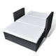 Feya 2pc Outdoor Sofa and Ottoman Set Black Poly Rattan White Cushions Steel BM340500