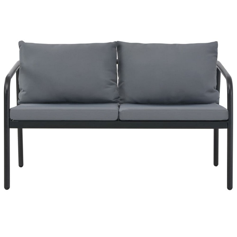 Outdoor Sofa | Dark Gray Polyester Cushions Black | Aluminium 48’’ BM340501