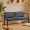 Outdoor Sofa | Dark Gray Polyester Cushions Black | Aluminium 48"