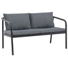 Outdoor Sofa | Dark Gray Polyester Cushions Black | Aluminium 48"