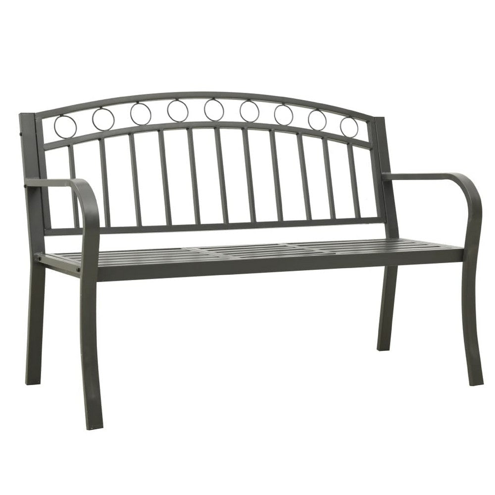 Garden Bench | Gray Powder-Coated Steel | Central Table | 49’’ BM340503