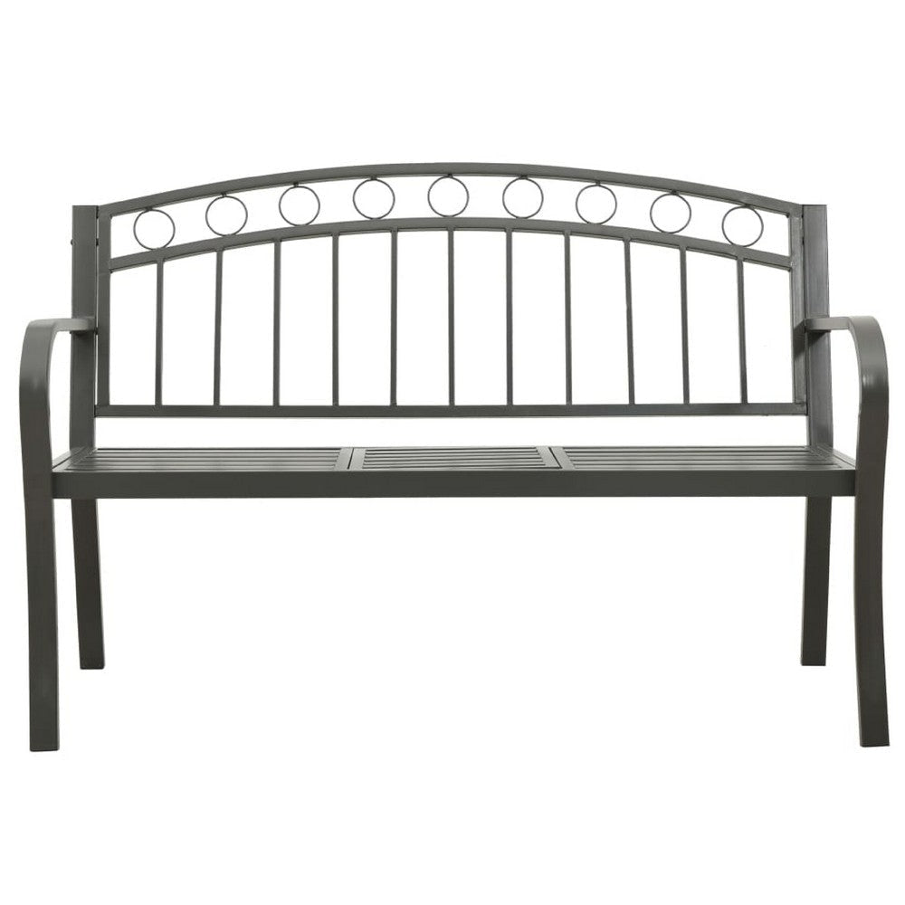 Garden Bench | Gray Powder-Coated Steel | Central Table | 49’’ BM340503