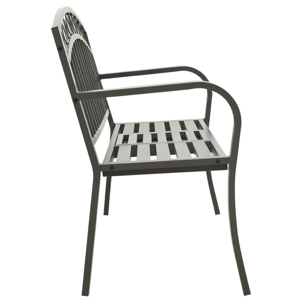 Garden Bench | Gray Powder-Coated Steel | Central Table | 49’’ BM340503