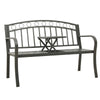 Garden Bench | Gray Powder-Coated Steel | Central Table | 49"