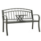 Garden Bench | Gray Powder-Coated Steel | Central Table | 49"