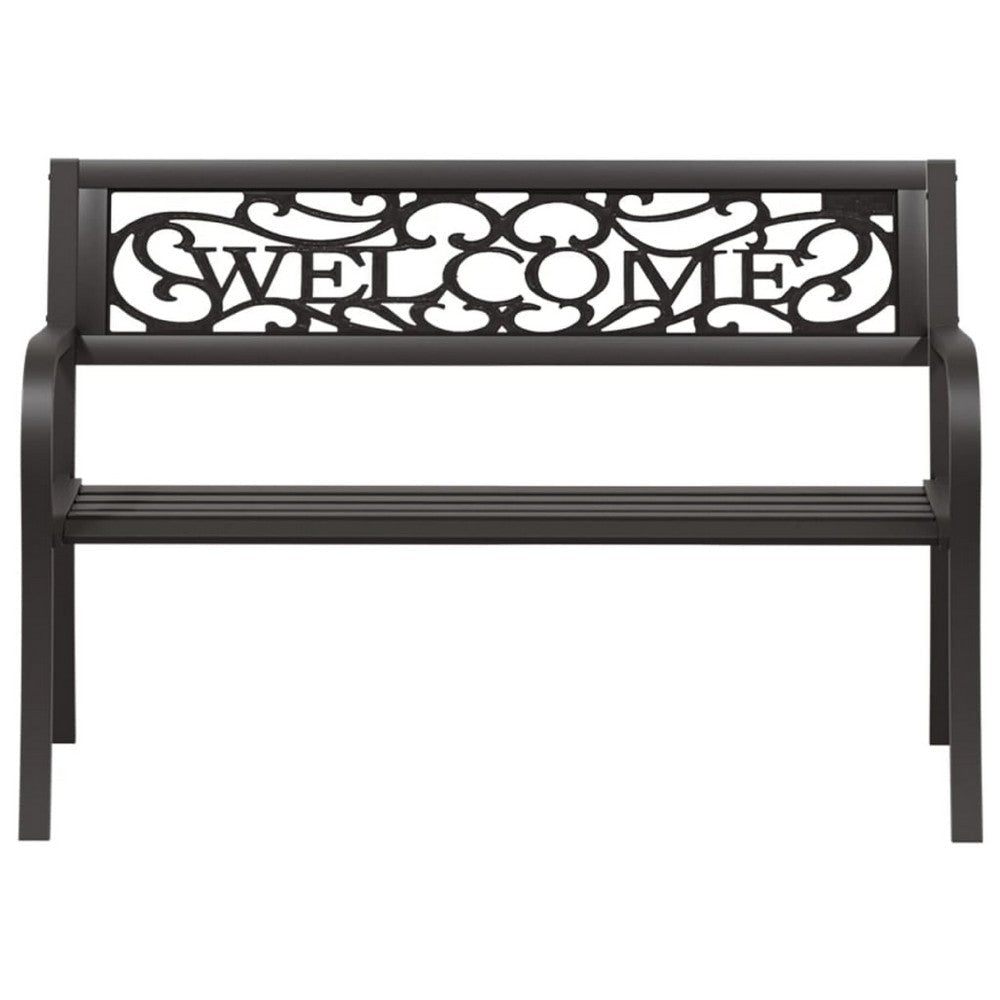 Garden Bench | Weather Resistant Black Powder-Coated Steel | 50’’ BM340504