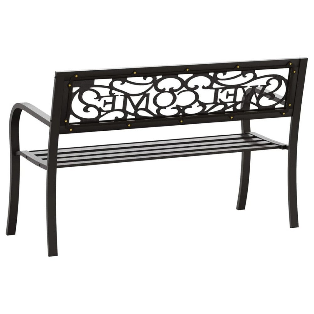 Garden Bench | Weather Resistant Black Powder-Coated Steel | 50’’ BM340504