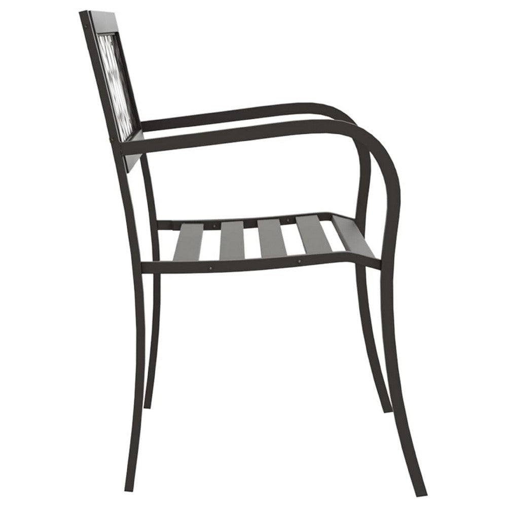 Garden Bench | Weather Resistant Black Powder-Coated Steel | 50’’ BM340504