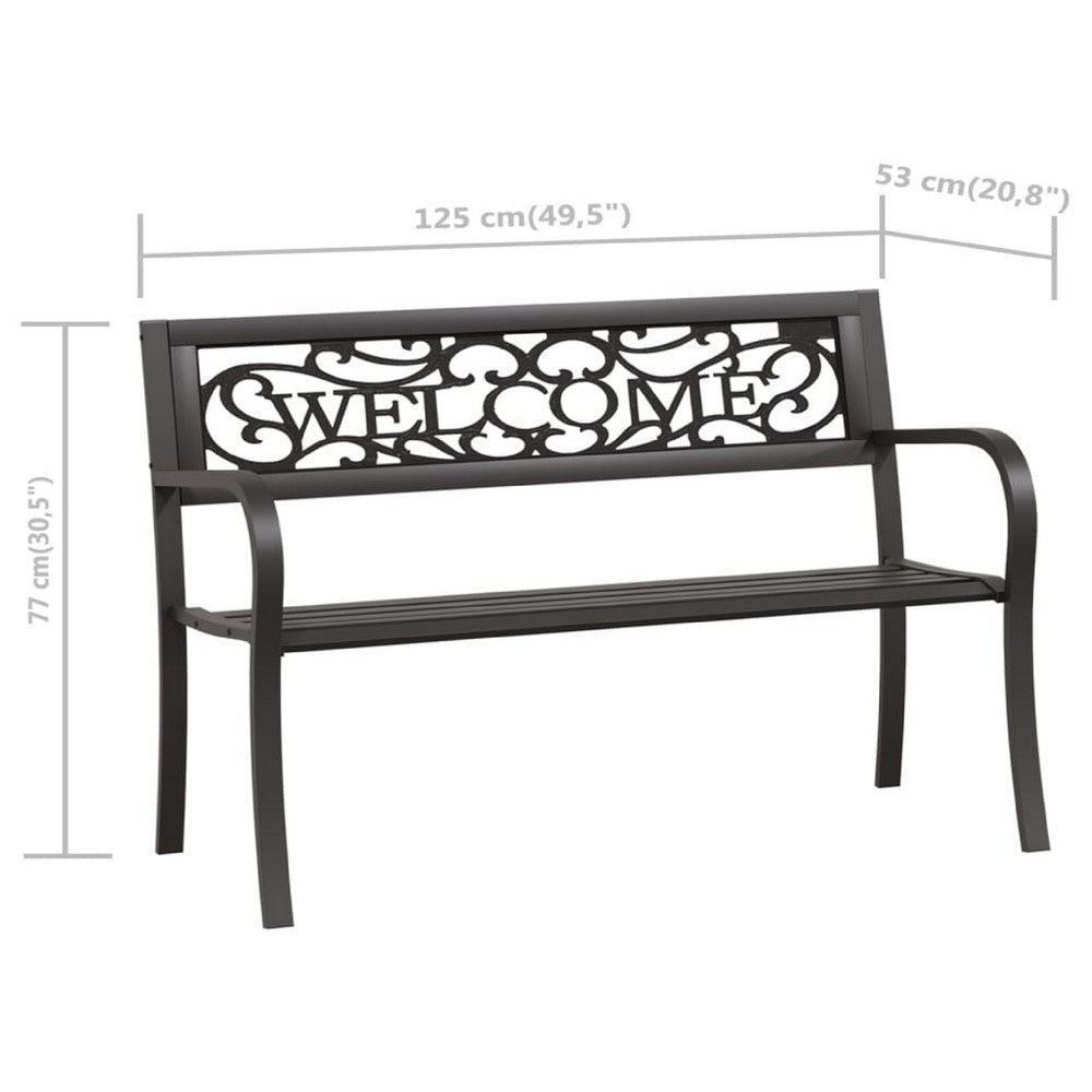 Garden Bench | Weather Resistant Black Powder-Coated Steel | 50’’ BM340504