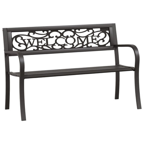 Garden Bench | Weather Resistant Black Powder-Coated Steel | 50"