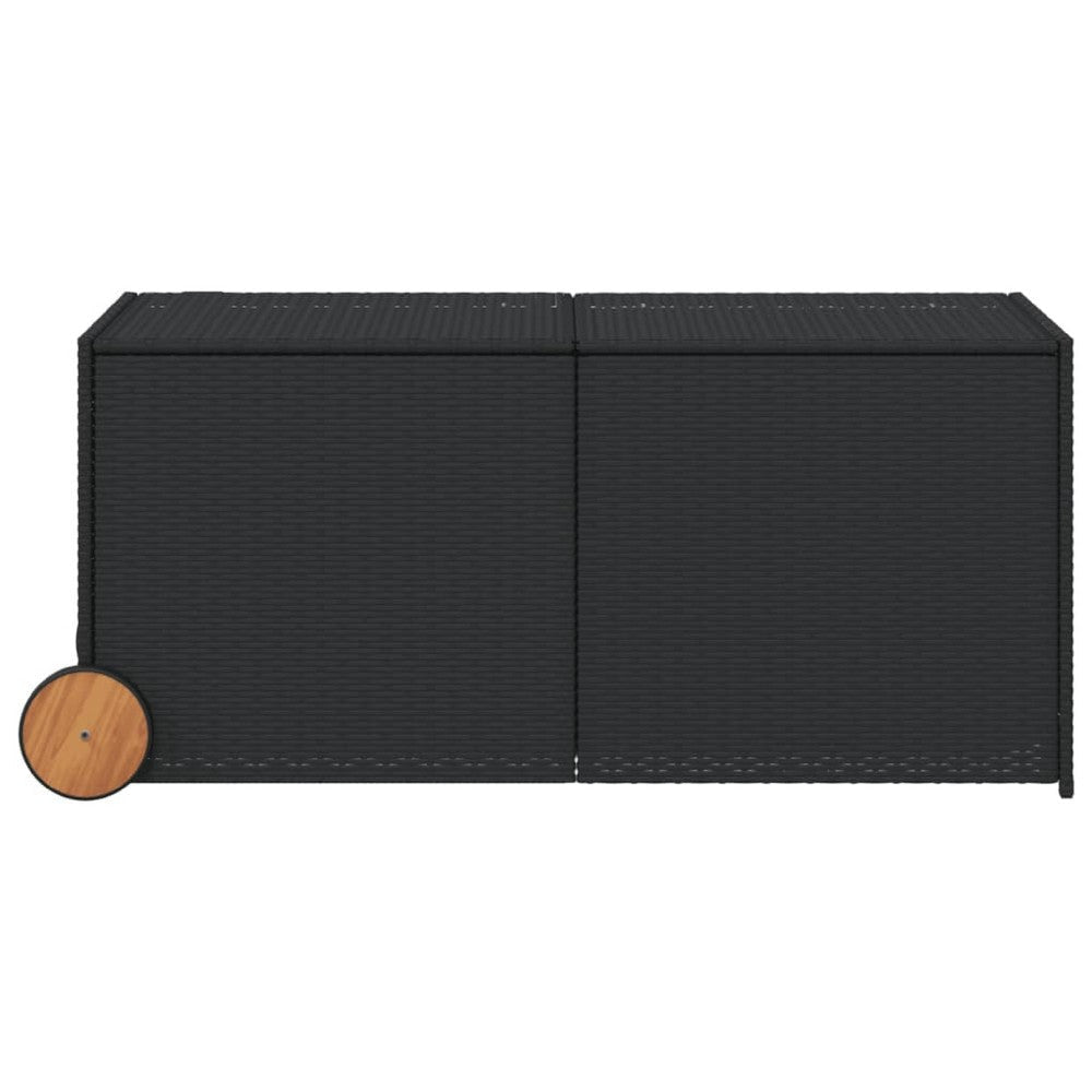 Lexie Outdoor Patio Storage Box | Black Poly Rattan | Casters | 50’’ BM340506