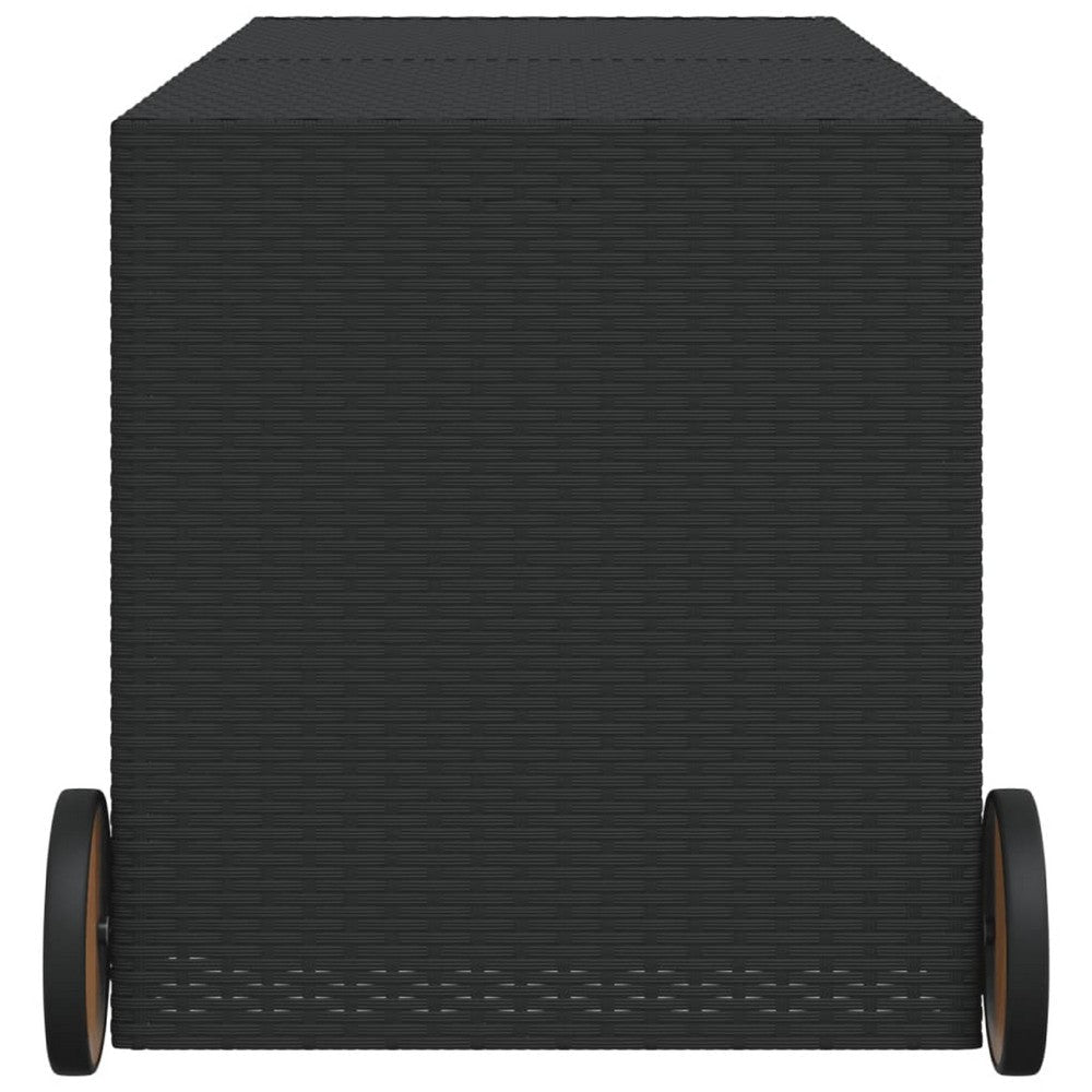 Lexie Outdoor Patio Storage Box | Black Poly Rattan | Casters | 50’’ BM340506