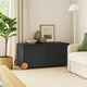 Lexie Outdoor Patio Storage Box | Black Poly Rattan | Casters | 50"