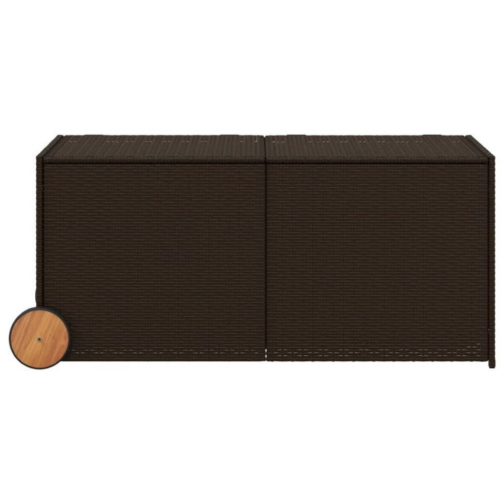 Lexie Outdoor Patio Storage Box | Brown Wicker Rattan | Casters | 50’’ BM340507