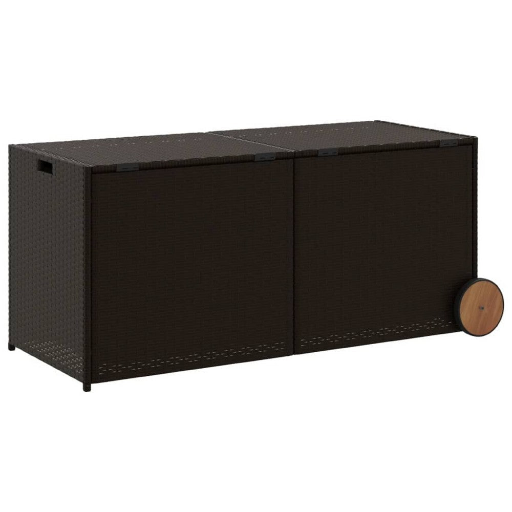Lexie Outdoor Patio Storage Box | Brown Wicker Rattan | Casters | 50’’ BM340507