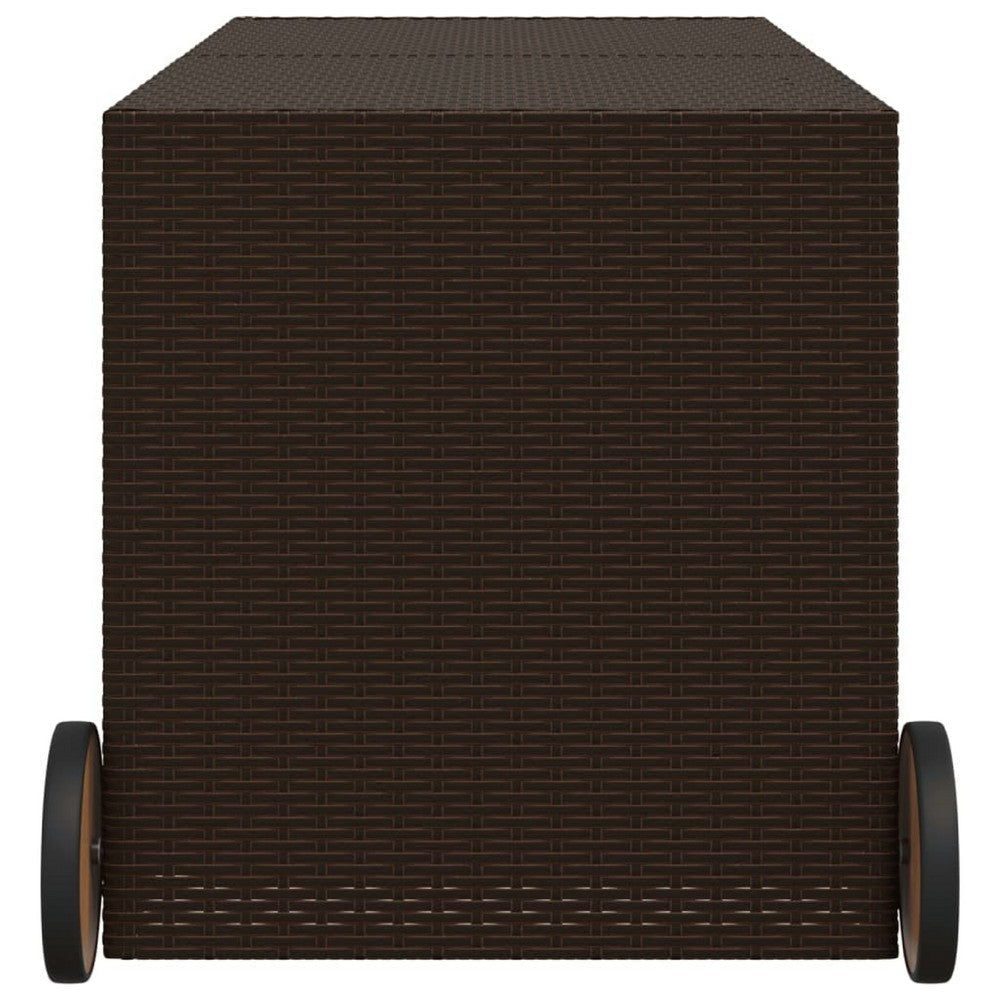 Lexie Outdoor Patio Storage Box | Brown Wicker Rattan | Casters | 50’’ BM340507