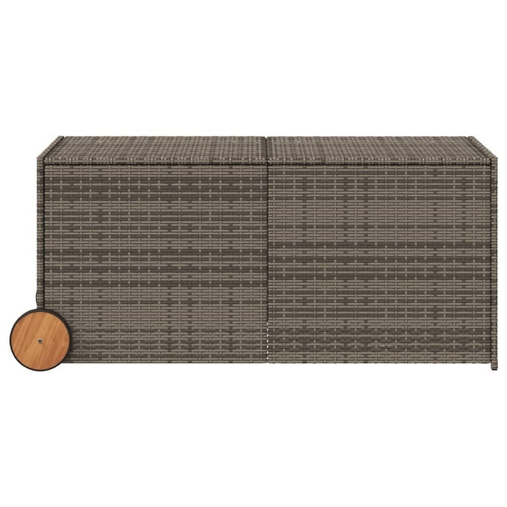 Lexie Outdoor Patio Storage Box | Gray Wicker Rattan | Casters | 50’’ BM340508