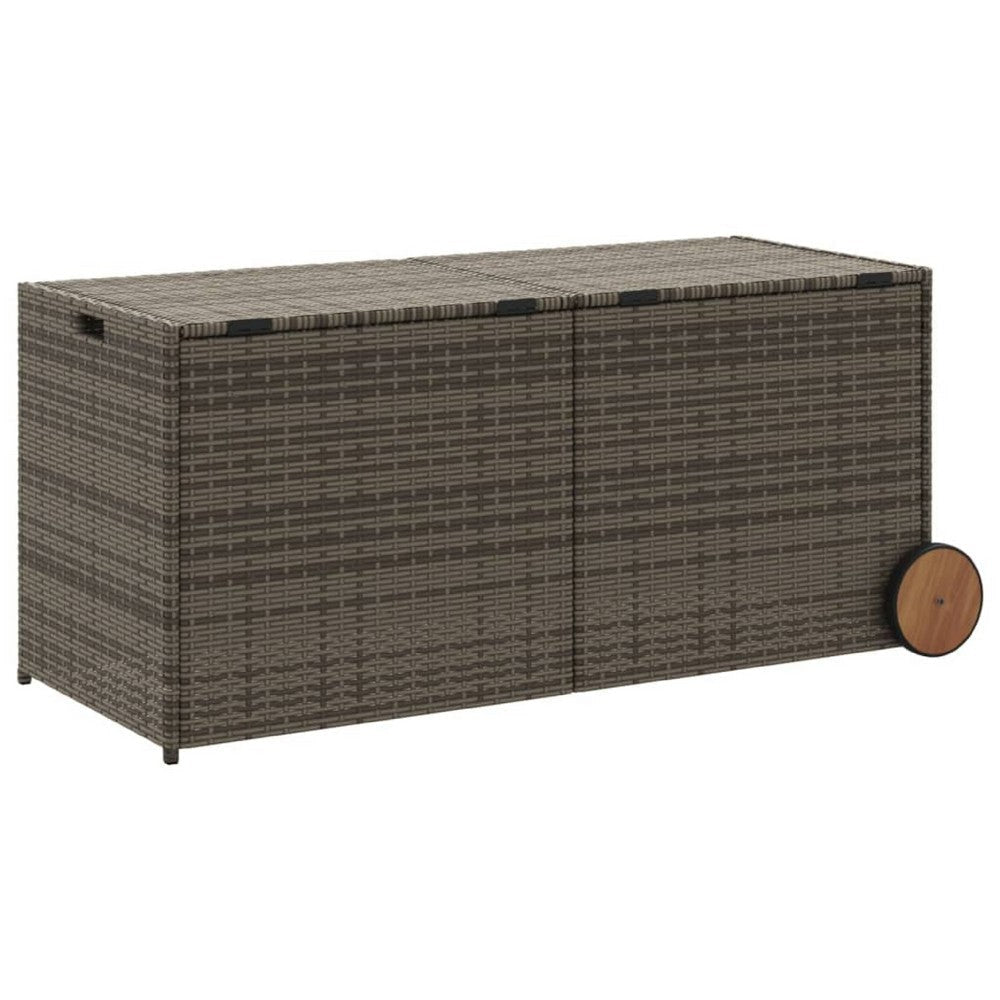 Lexie Outdoor Patio Storage Box | Gray Wicker Rattan | Casters | 50’’ BM340508