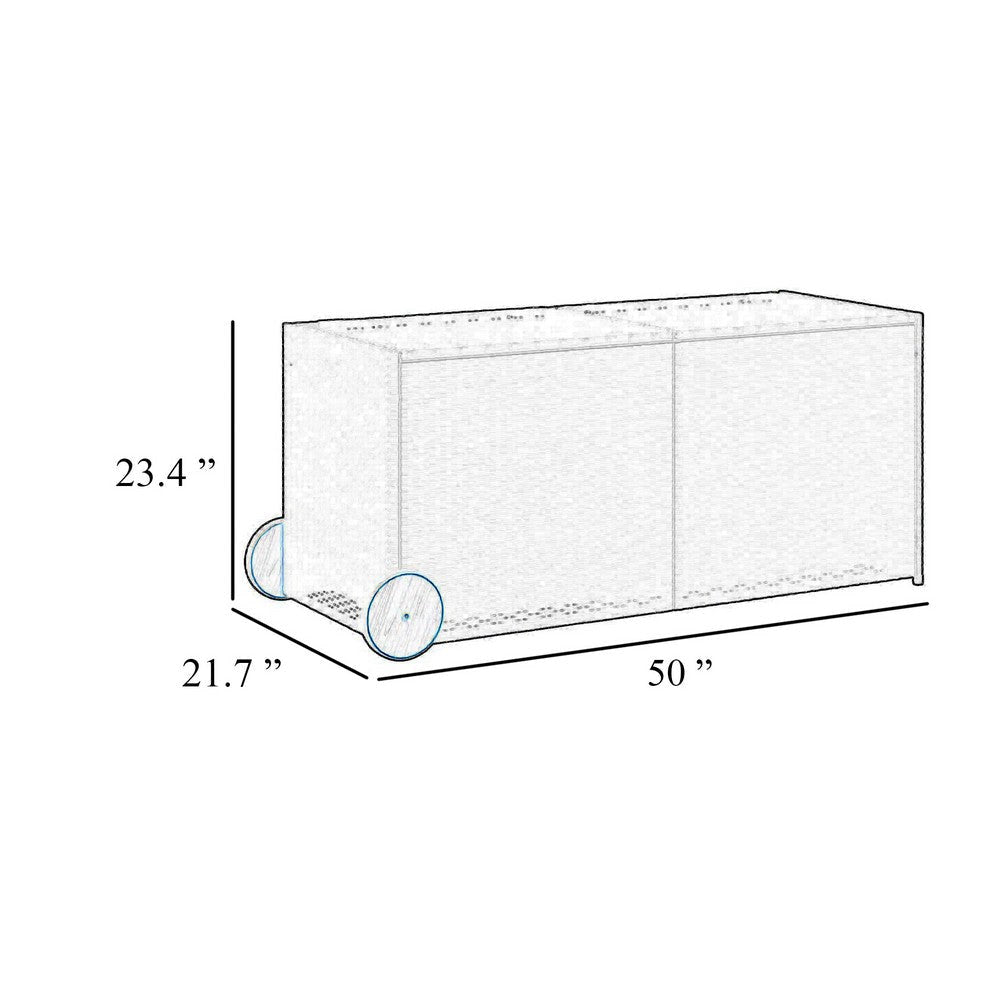 Lexie Outdoor Patio Storage Box | Gray Wicker Rattan | Casters | 50’’ BM340508