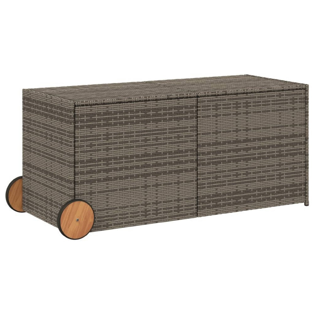 Lexie Outdoor Patio Storage Box | Gray Wicker Rattan | Casters | 50"