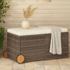 Lexie Outdoor Patio Storage Box | Gray Wicker Rattan | Casters | 50"