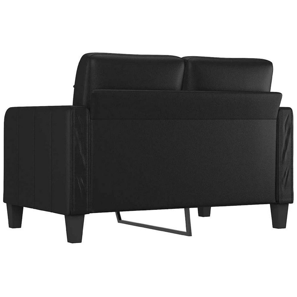 Otis 2 Seater Sofa | Tufted Plush Black Faux Leather Cushions | 54’’ BM340509
