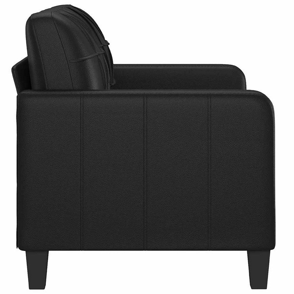 Otis 2 Seater Sofa | Tufted Plush Black Faux Leather Cushions | 54’’ BM340509