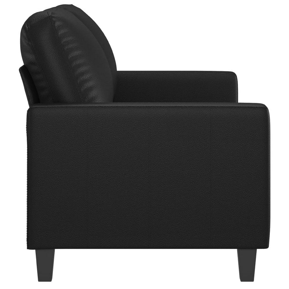 Otis 2 Seater Sofa | Sleek Black Faux Leather Cushions | 54’’ BM340510