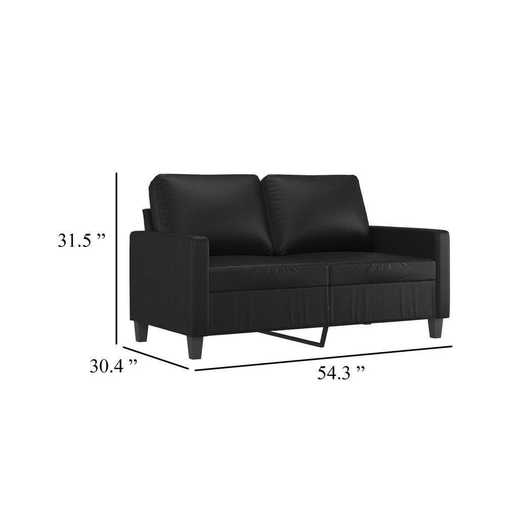Otis 2 Seater Sofa | Sleek Black Faux Leather Cushions | 54’’ BM340510