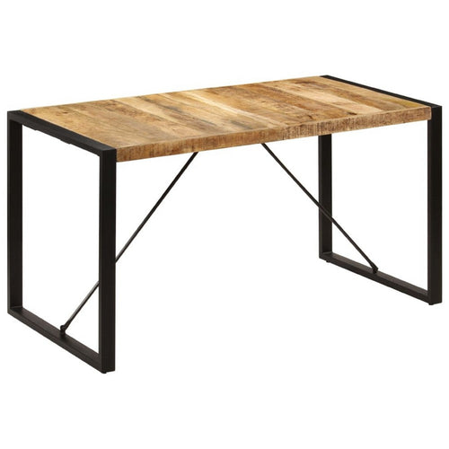 Rezza Dining Table | 55" Brown Solid Mango Wood Top | Black Steel