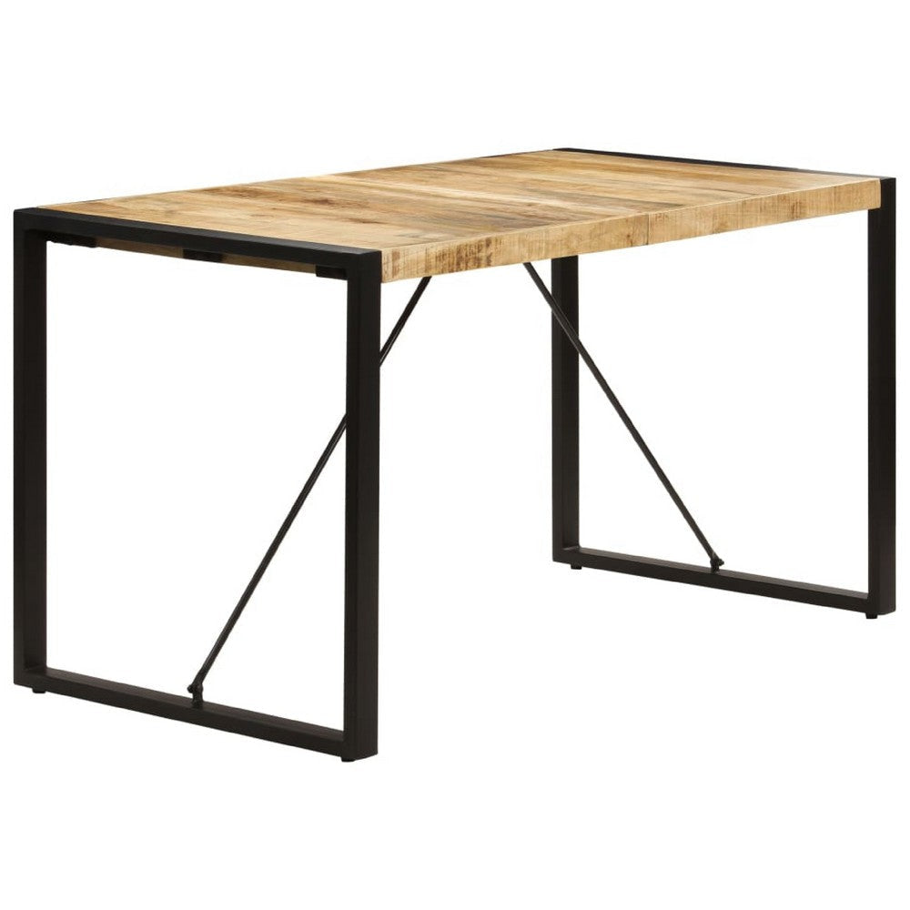 Rezza Dining Table | 55’’ Brown Solid Mango Wood Top | Black Steel BM340511