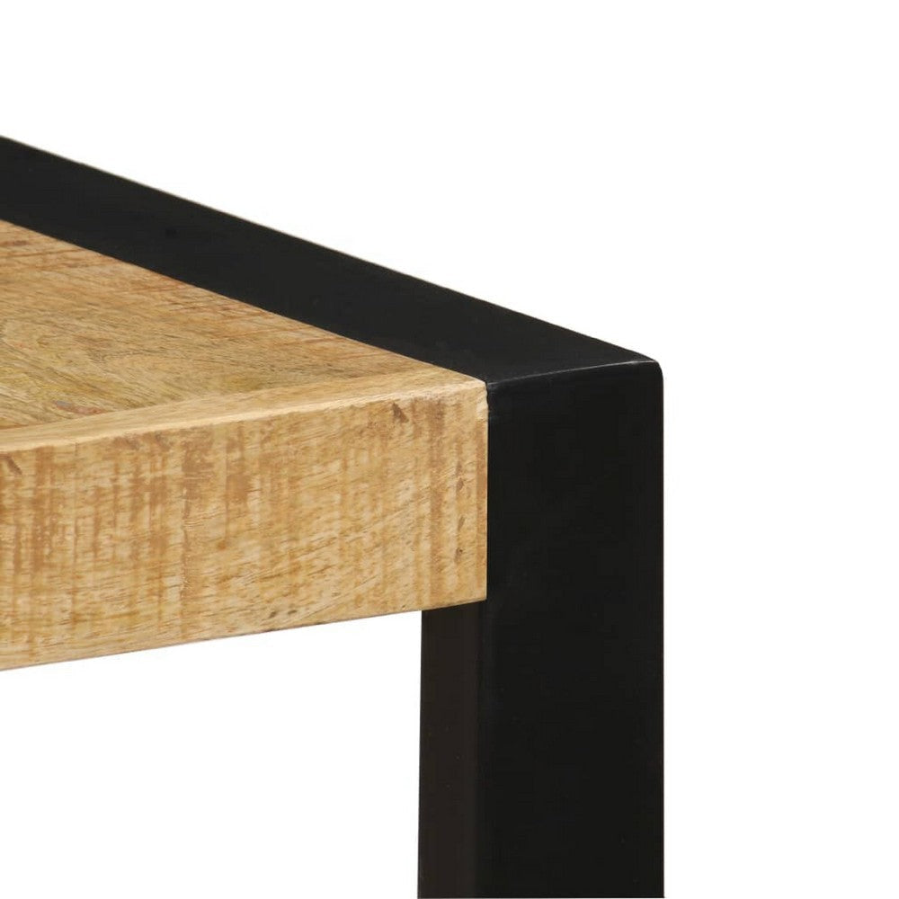 Rezza Dining Table | 55’’ Brown Solid Mango Wood Top | Black Steel BM340511