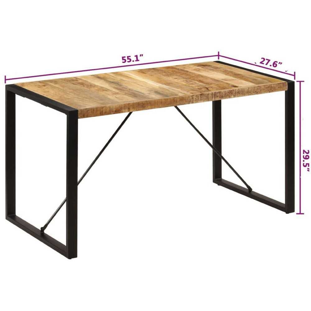 Rezza Dining Table | 55’’ Brown Solid Mango Wood Top | Black Steel BM340511