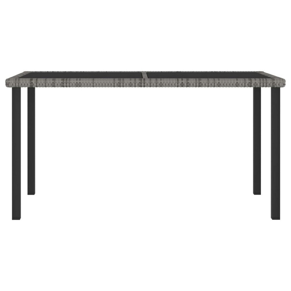 Garden Outdoor Dining Table | Gray Poly Rattan | Metal | 55’’ Glass Top BM340512