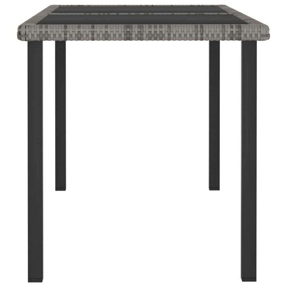 Garden Outdoor Dining Table | Gray Poly Rattan | Metal | 55’’ Glass Top BM340512