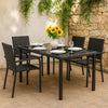 Garden Outdoor Dining Table | Gray Poly Rattan | Metal | 55" Glass Top