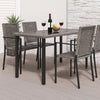 Garden Outdoor Dining Table | Gray Poly Rattan | Metal | 55" Glass Top
