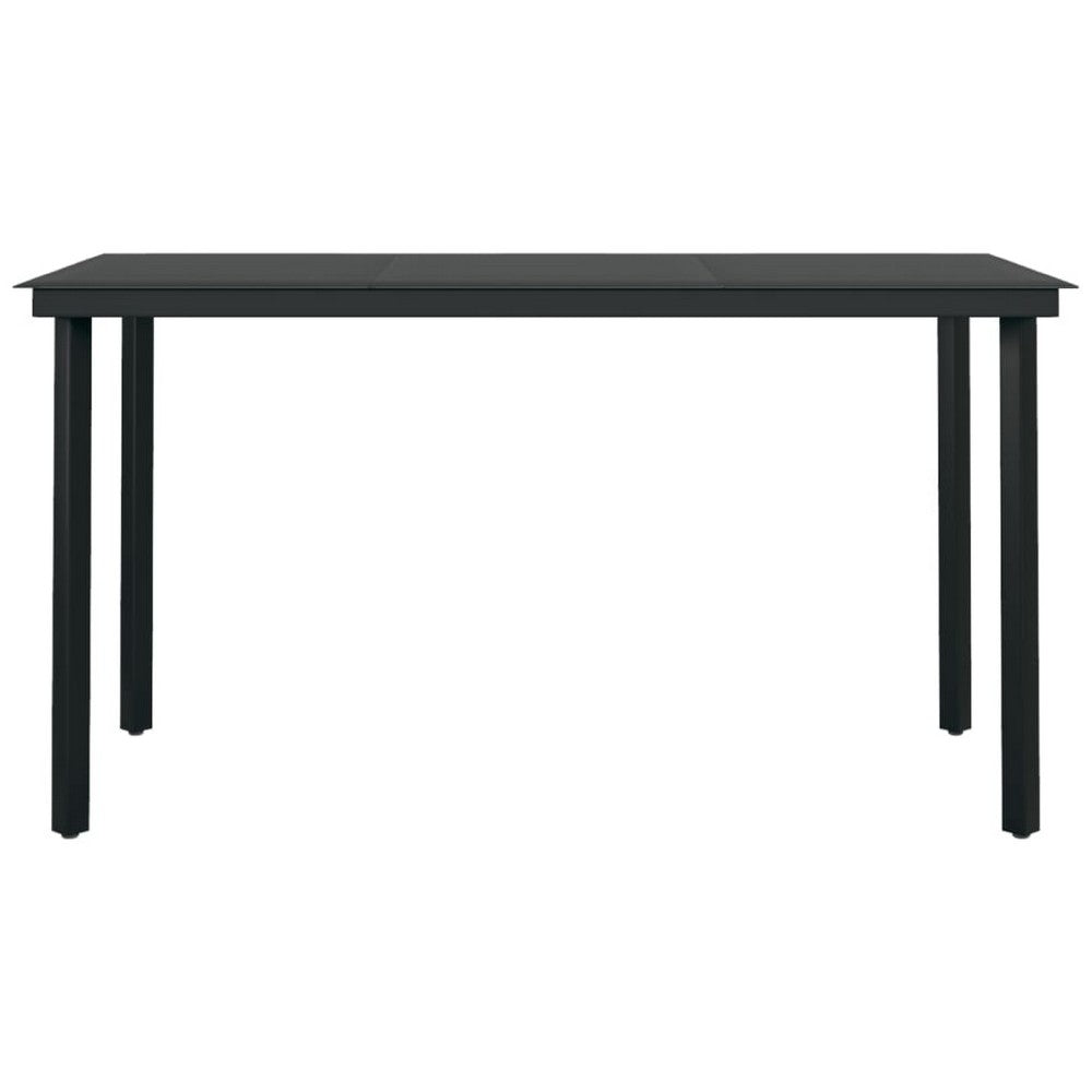 Viene Garden Outdoor Dining Table | Black Powder Coated Steel | 55" Glass Top