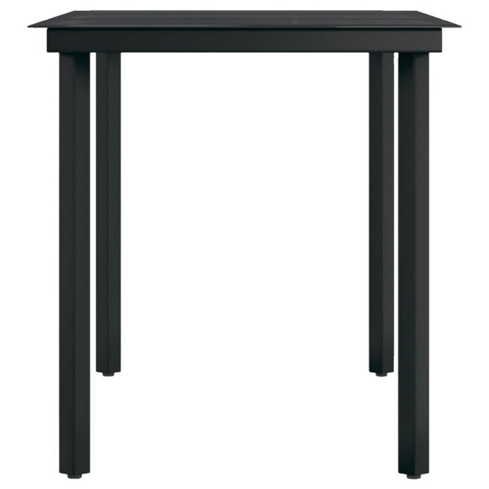 Viene Garden Outdoor Dining Table | Black Powder Coated Steel | 55" Glass Top